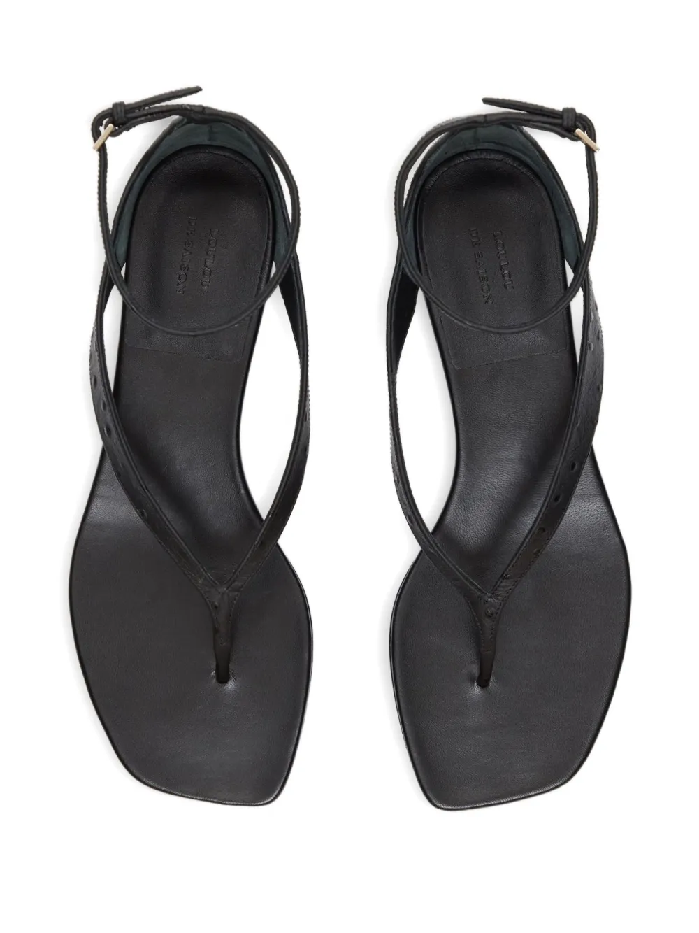  Loulou De Saison Niham Textured Ankle-strap Sandals - Black 
