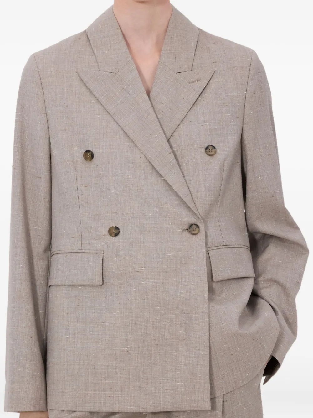 LouLou de Saison Norma blazer met dubbele rij knopen en puntige revers Beige