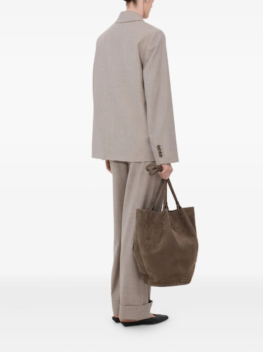 LouLou de Saison Norma blazer met dubbele rij knopen en puntige revers Beige