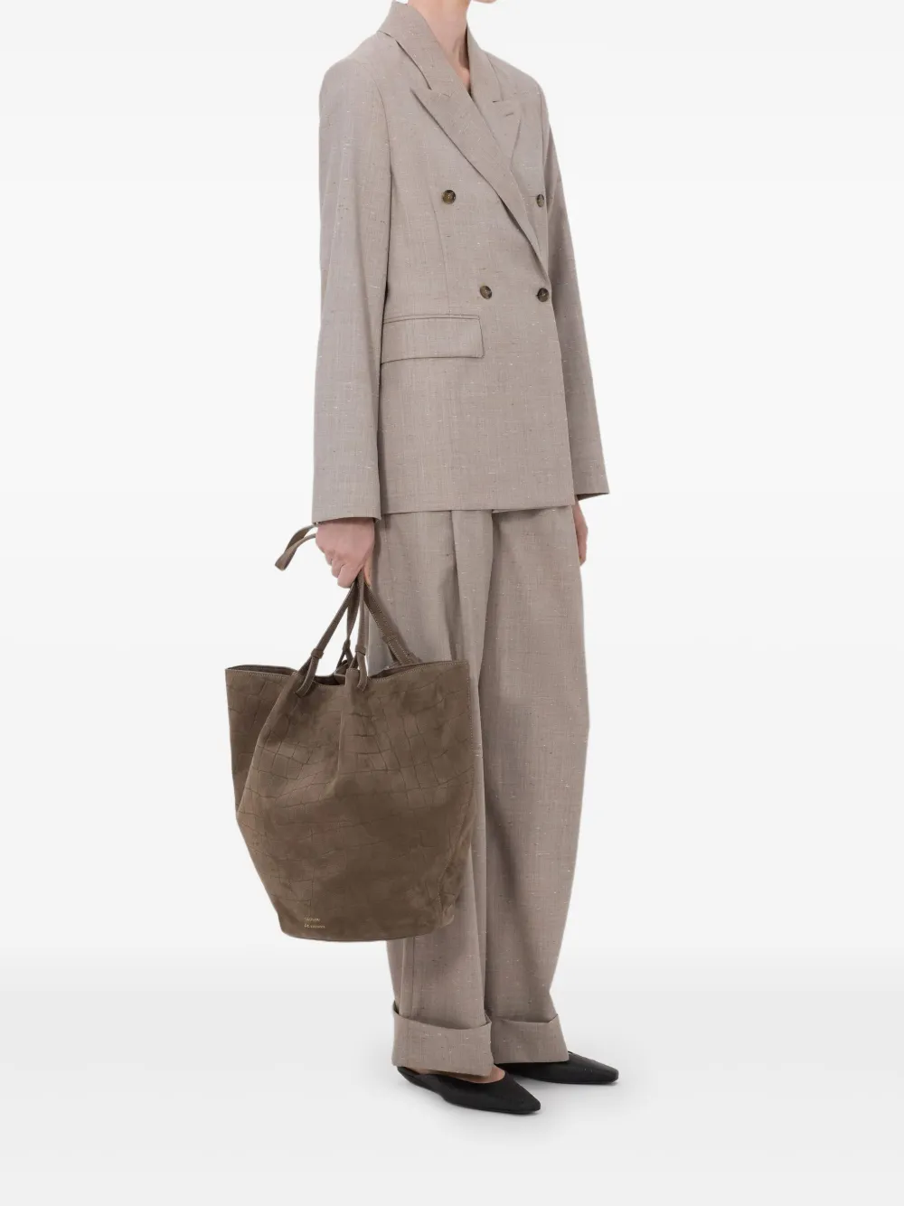LouLou de Saison Norma blazer met dubbele rij knopen en puntige revers Beige