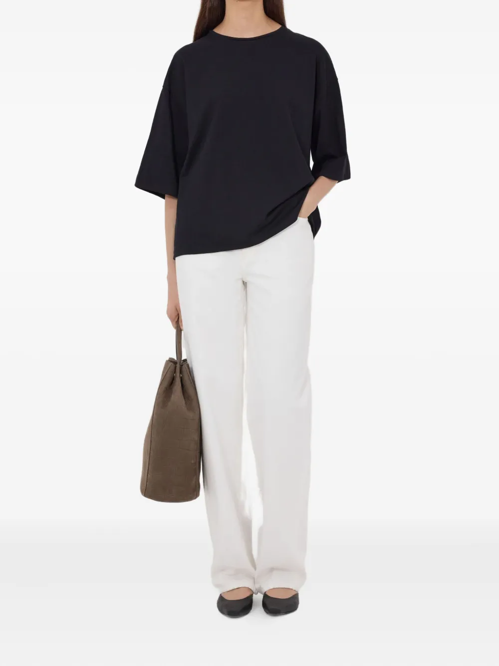 LouLou de Saison Osis T-shirt met verlaagde schouders Zwart