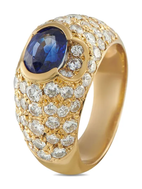LB Exclusive 18K yellow gold diamond sapphire cocktail ring