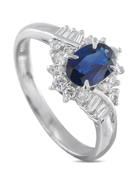 LB Exclusive Platinum diamond sapphire cluster ring