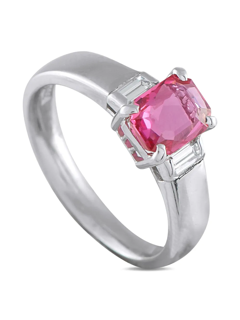 LB Exclusive Platinum diamond ruby three-stone ring | Silver | Image 1