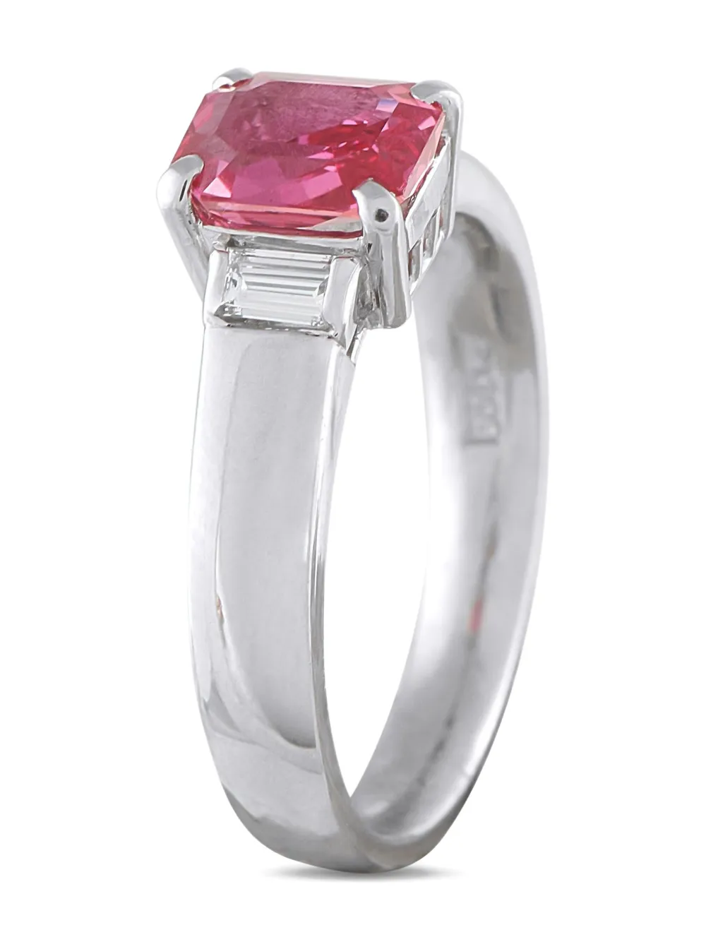 LB Exclusive Platinum diamond ruby three-stone ring - シルバートーン LB Exclusive Platinum diamond ruby three-stone ring - シルバートーン
