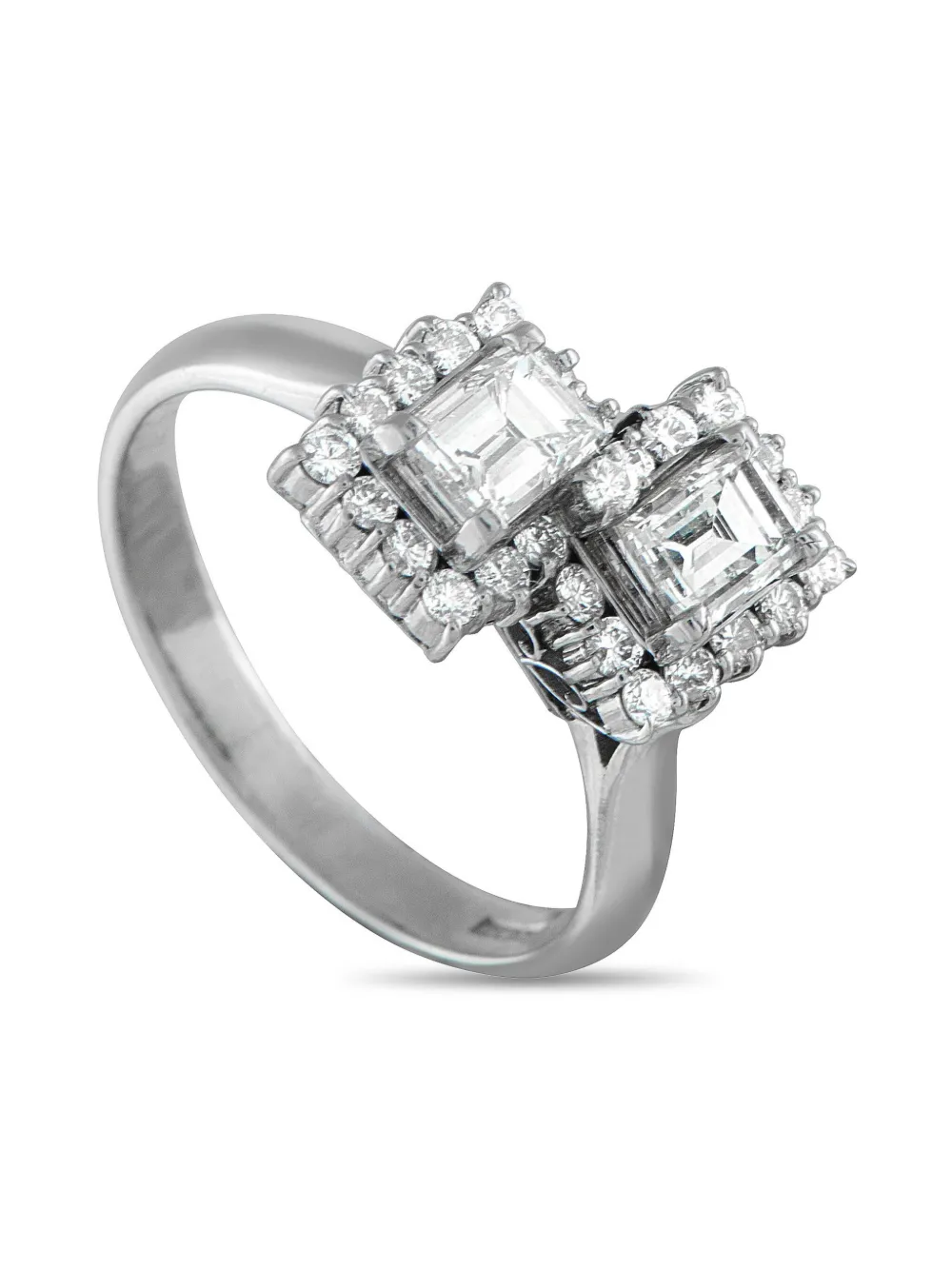 LB Exclusive Platinum diamond Toi Et Moi ring - Argento