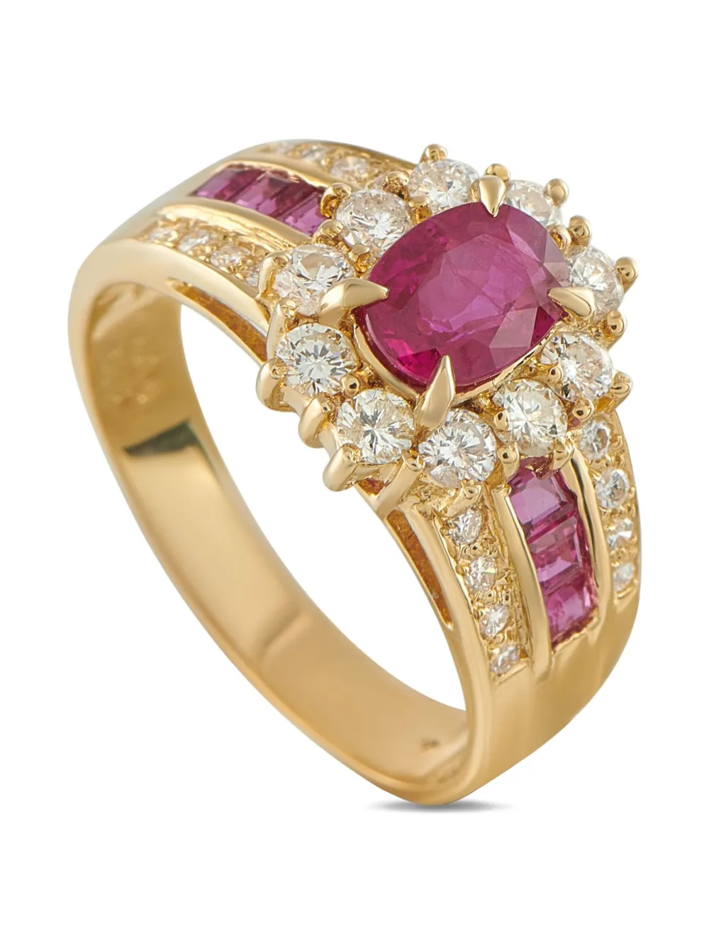 LB Exclusive 18K yellow gold diamond ruby cocktail ring - ゴールドトーン LB Exclusive 18K yellow gold diamond ruby cocktail ring - ゴールドトーン