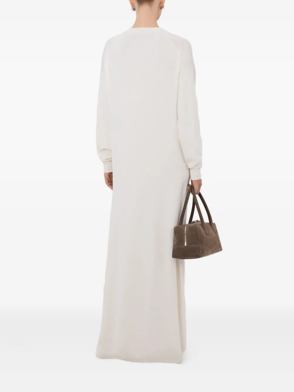 LouLou de Saison Lucy gebreide maxi-jurk met lange mouwen Wit