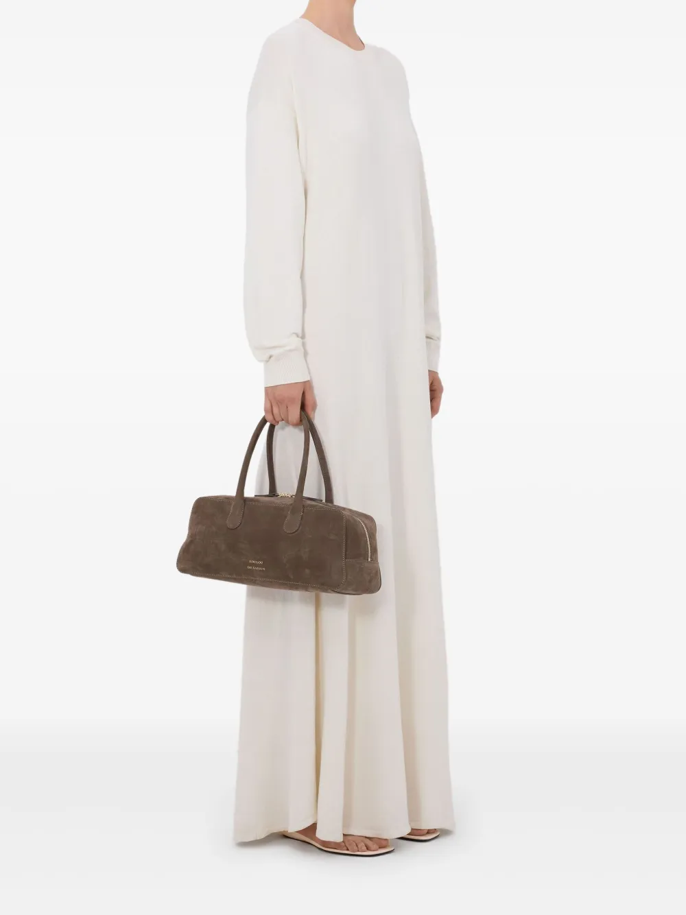 LouLou de Saison Lucy gebreide maxi-jurk met lange mouwen Wit