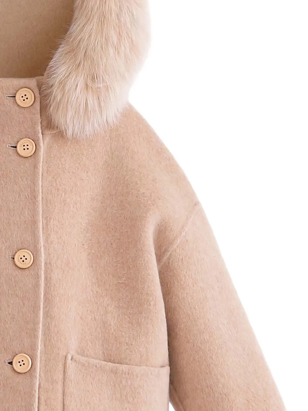  Tulleen Faux Fur-hooded Wool Coat - Neutrals 