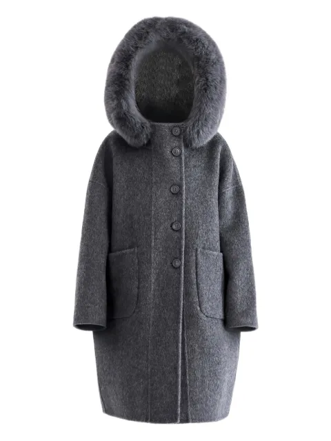 Tulleen faux-fur hooded wool coat
