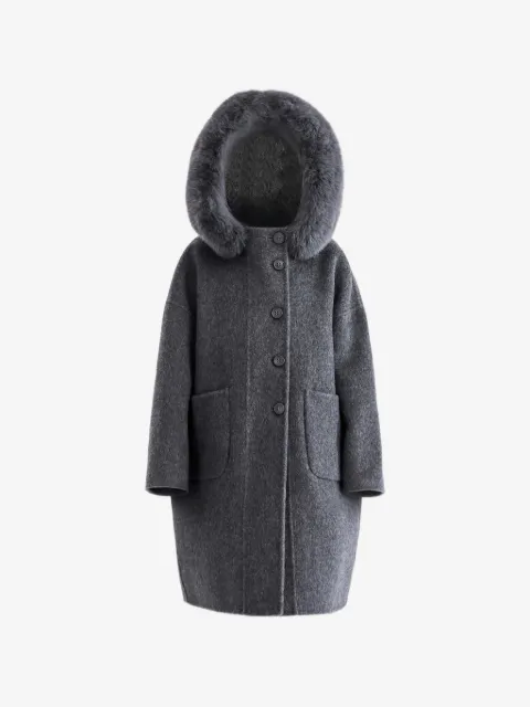 Tulleen faux-fur hooded wool coat