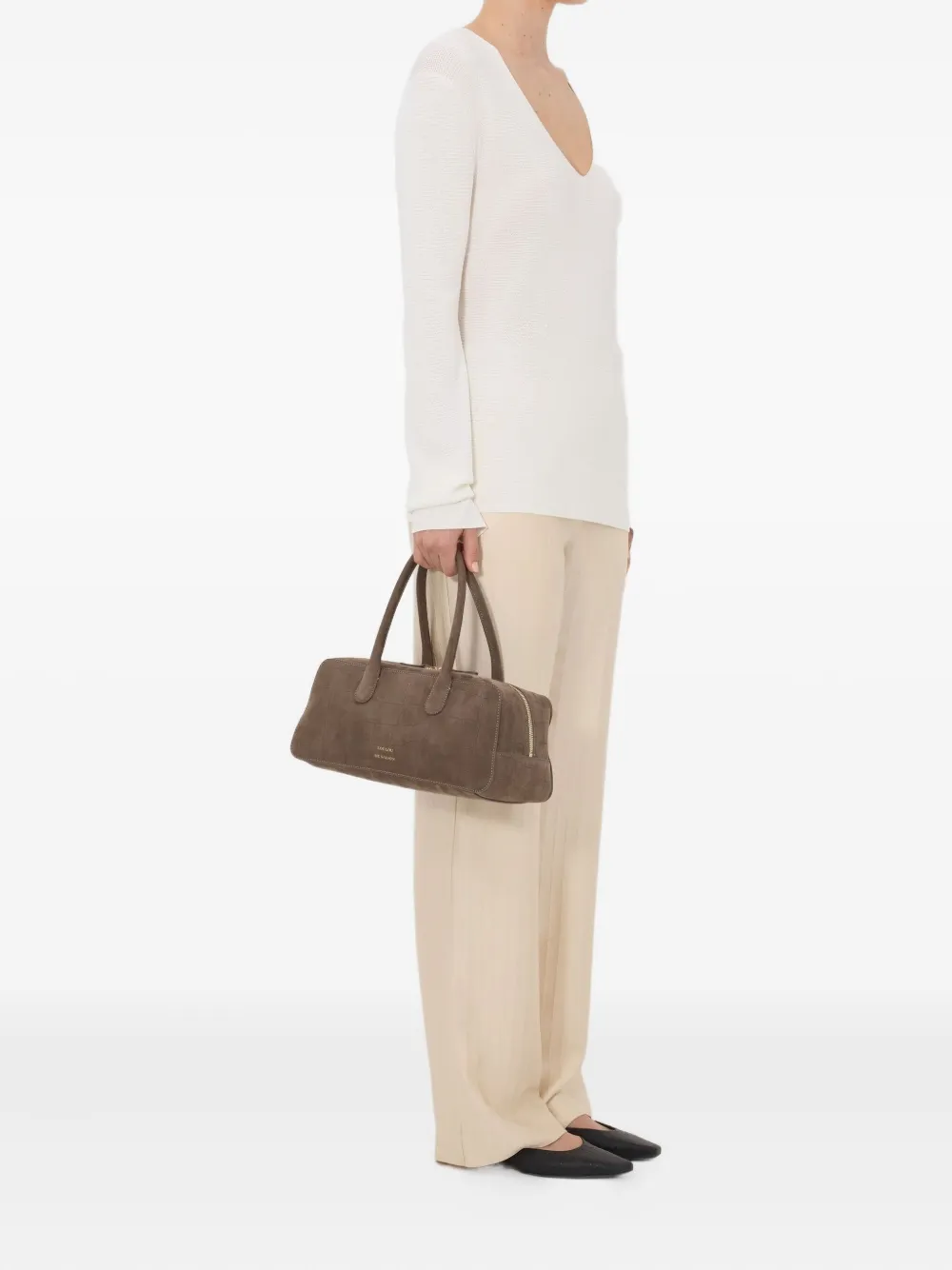 LouLou de Saison Trui met V-hals en lange mouwen Beige
