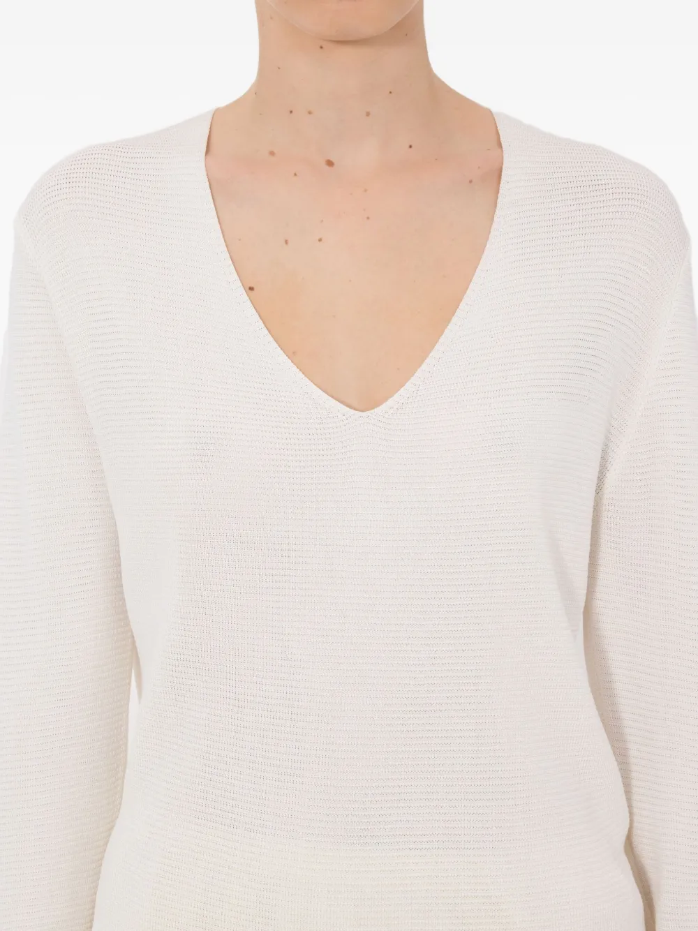 LouLou de Saison Trui met V-hals en lange mouwen Beige