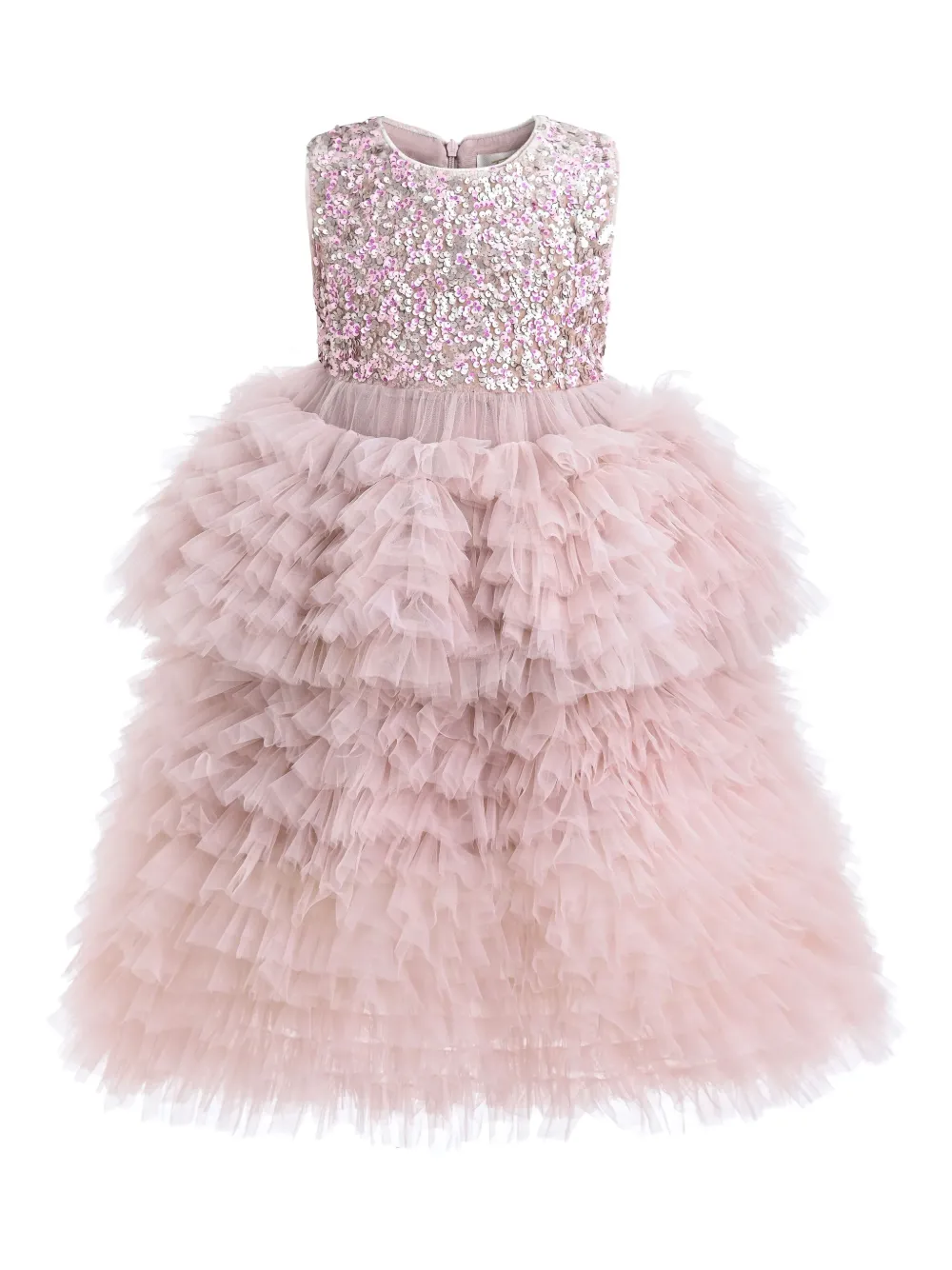 Tulleen sparkle-embellished tiered dress - Rosa