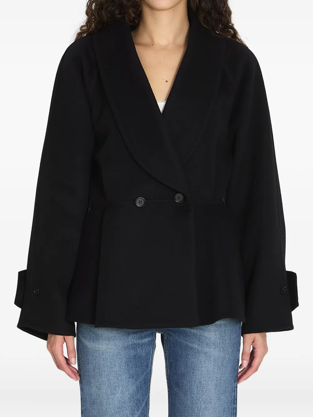 Chloé Chloe Women Short Coat With Ruffles In Black