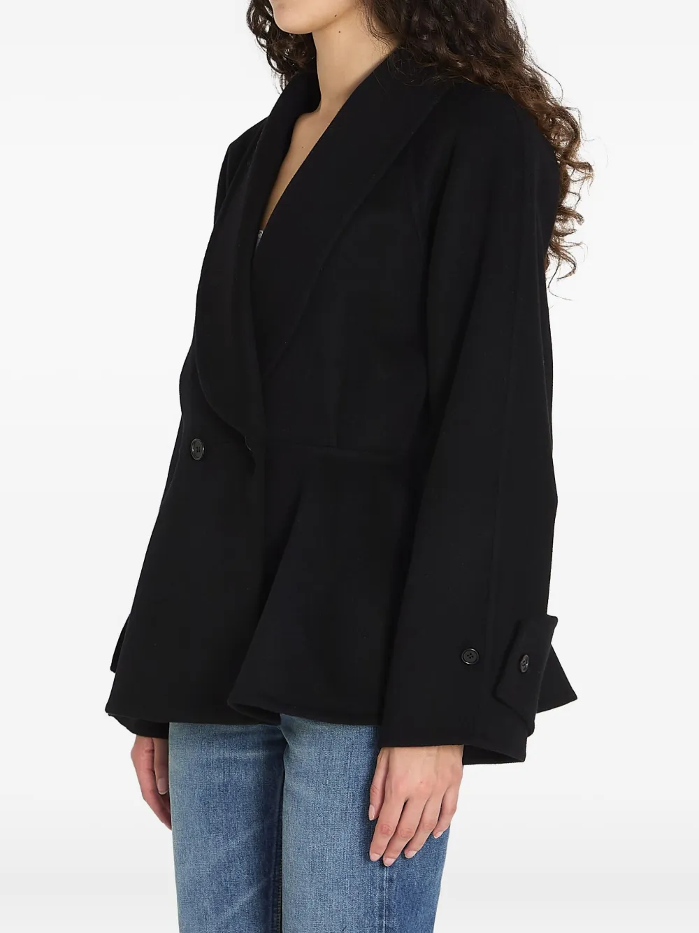 Chloé Chloe Women Short Coat With Ruffles In Black