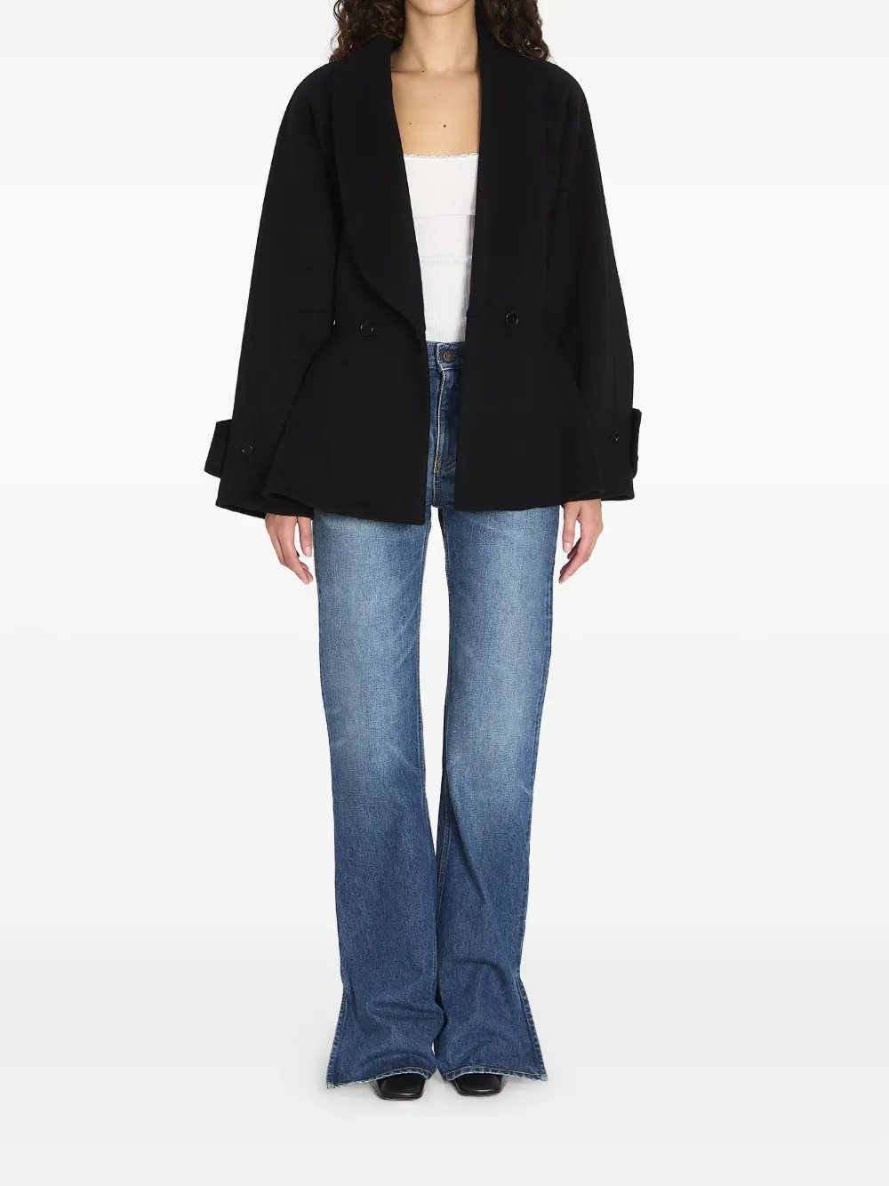 Chloé Chloe Women Short Coat With Ruffles In Black