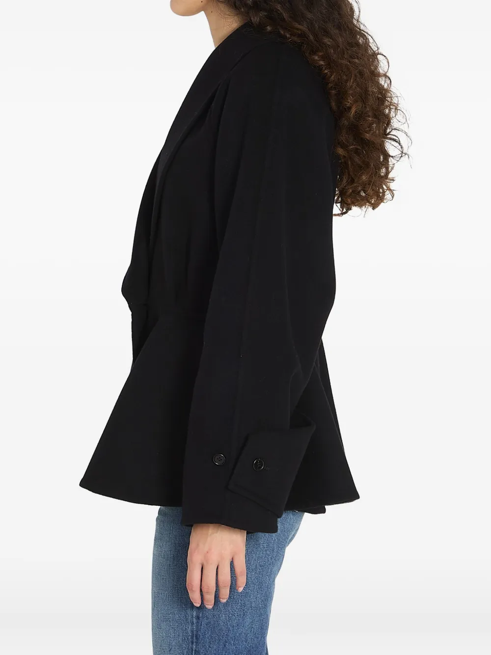 Chloé Chloe Women Short Coat With Ruffles In Black