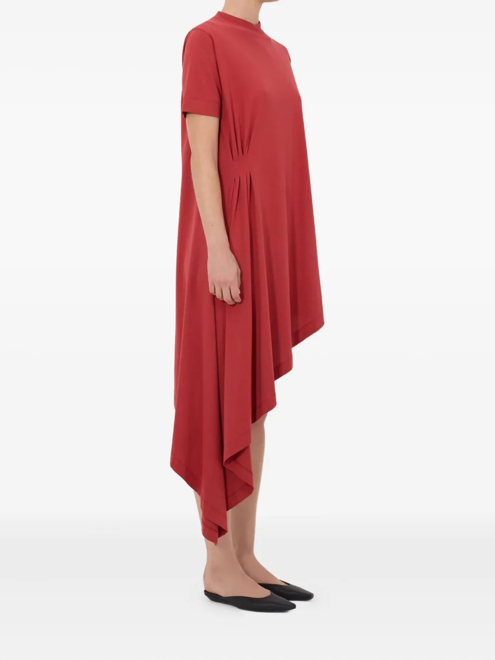 Loulou De Saison Igari Ssymmetric Pleated Dress In Red