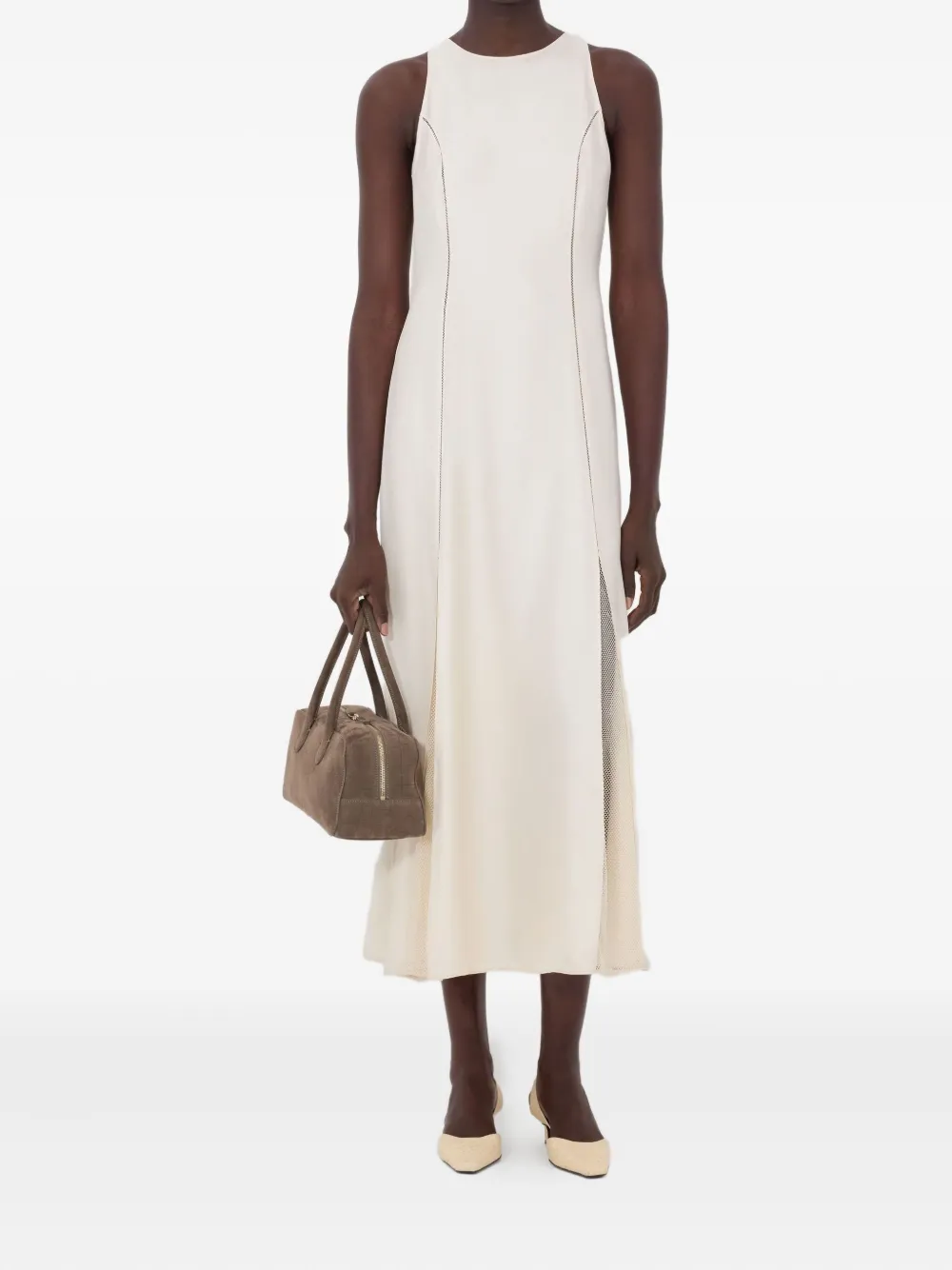 LouLou de Saison Iraka midi-jurk met kanten stiksels - Beige