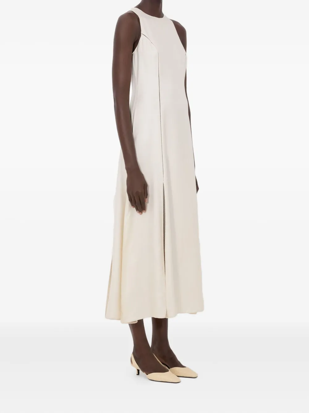 LouLou de Saison Iraka midi-jurk met kanten stiksels Beige