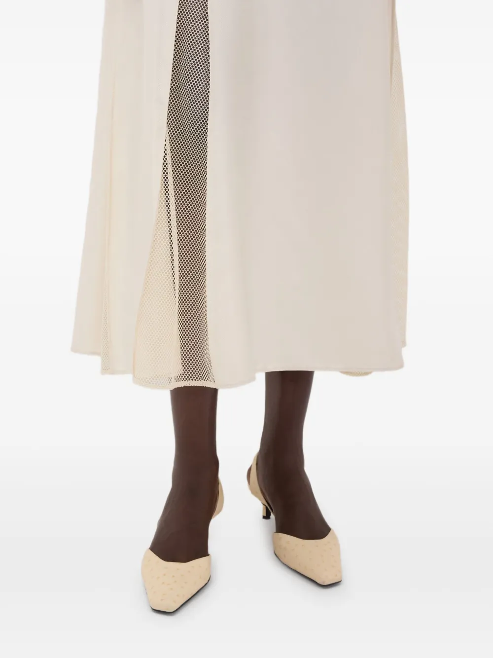 LouLou de Saison Iraka midi-jurk met kanten stiksels Beige