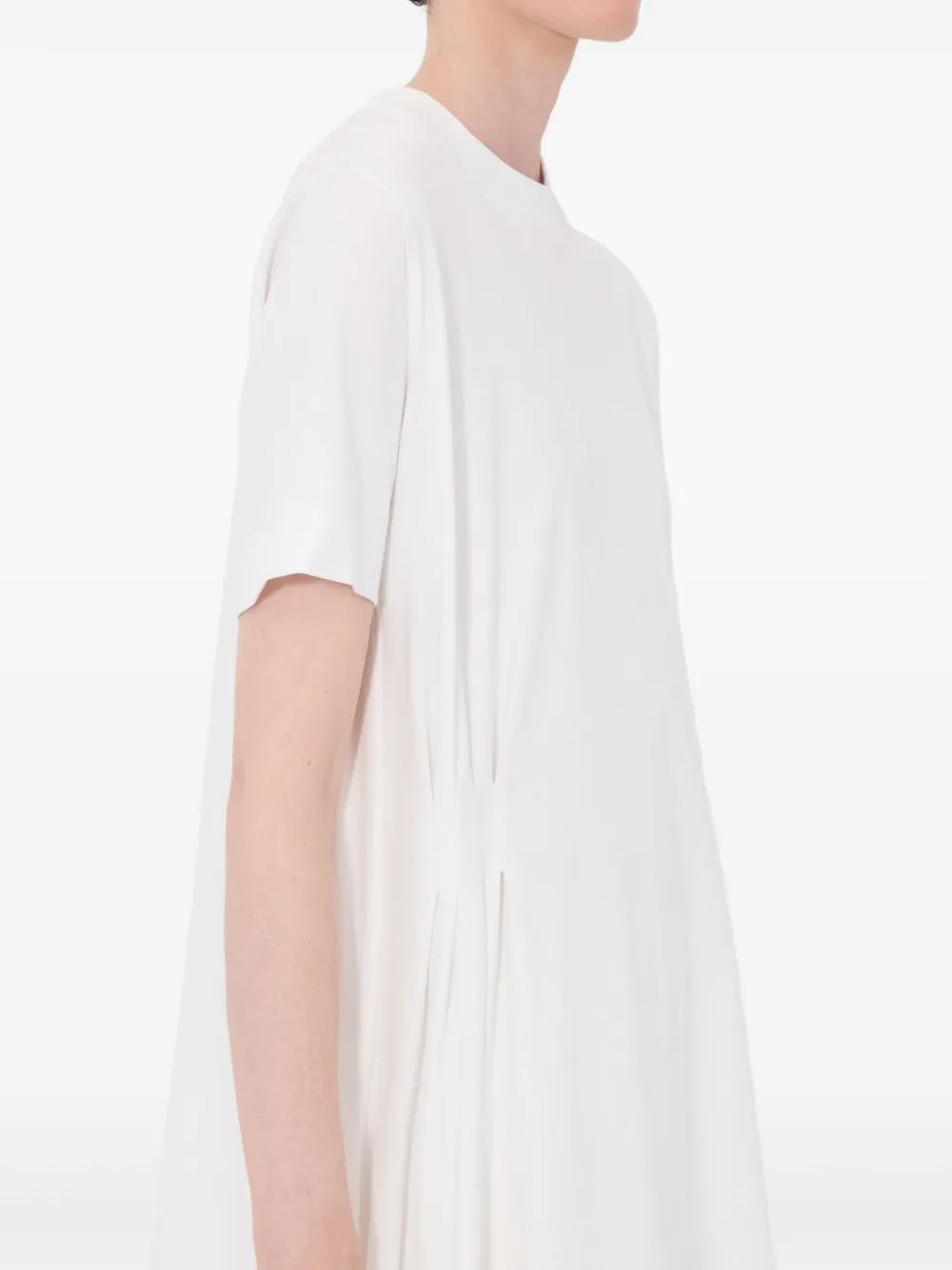 Loulou De Saison Igari Asymmetric Pleated T-shirt Dress In White