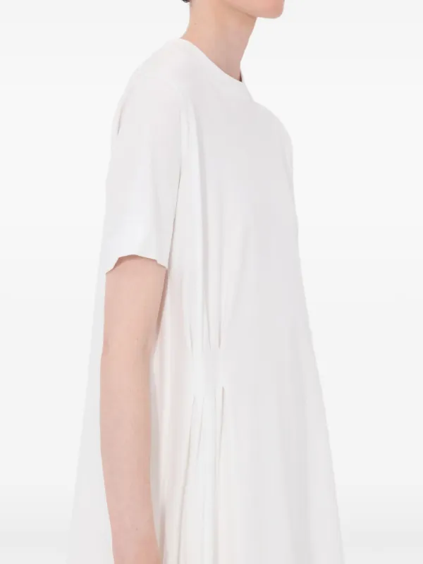white asymmetric dress Celeste White Asymmetrical Ruffle Maxi Dress, M
