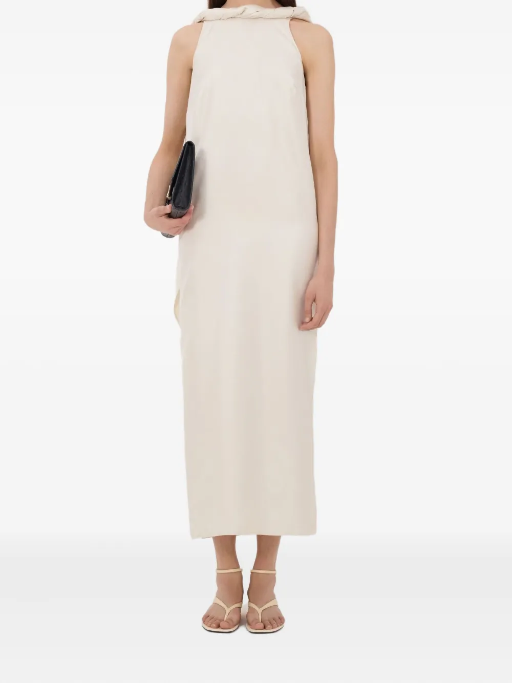 LouLou de Saison Midi-jurk met kraag en sjaal Beige