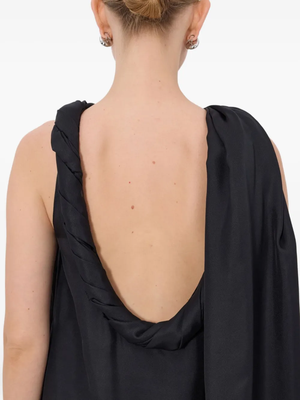 LouLou de Saison Midi-jurk met gedraaide kraag Zwart