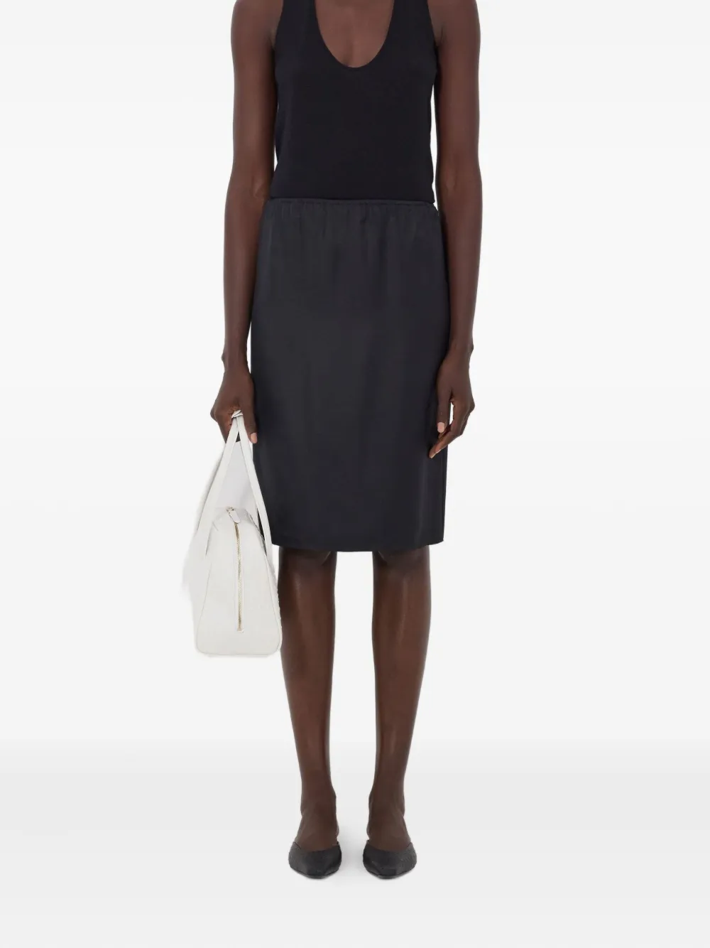  Loulou De Saison Vasali Elasticated Silk Midi Skirt - Black 