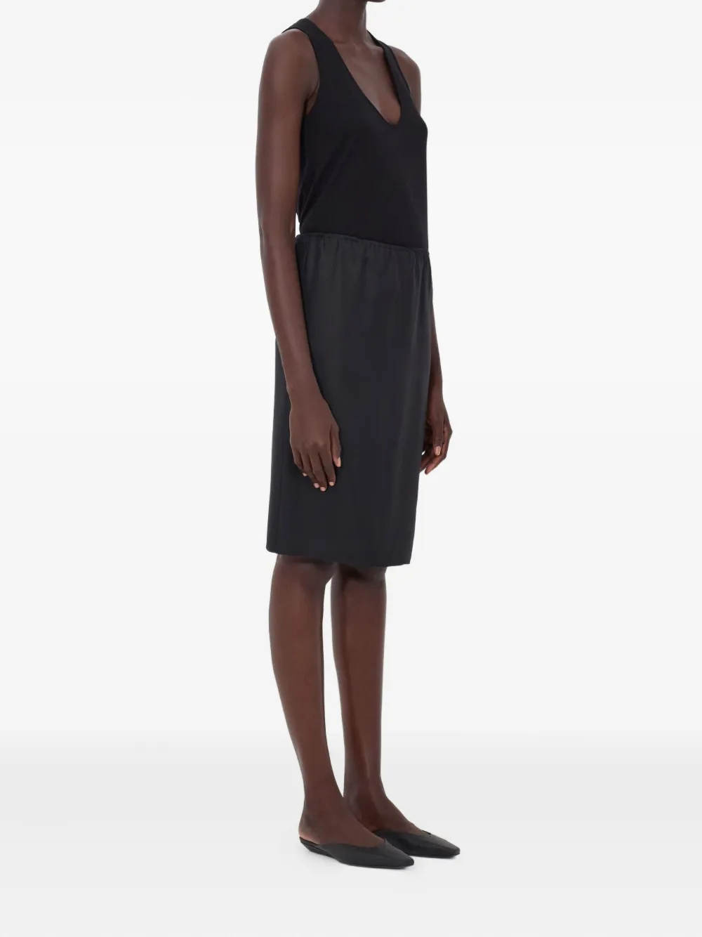  Loulou De Saison Vasali Elasticated Silk Midi Skirt - Black 