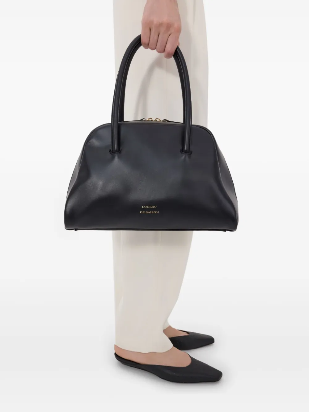 LouLou de Saison Vesper schoudertas met dubbele handgreep - Zwart