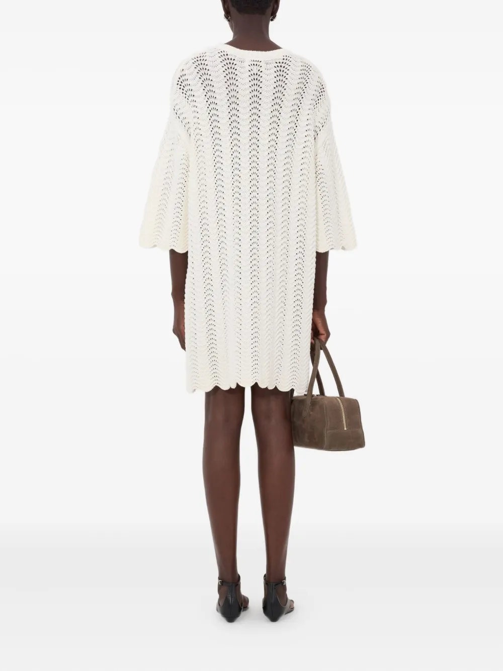 LouLou de Saison Wafa midi-jurk met ronde hals Beige