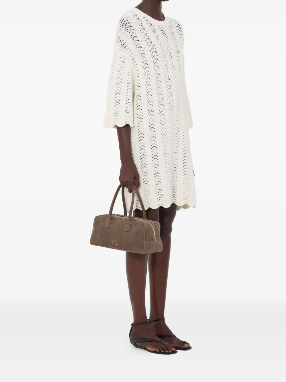 LouLou de Saison Wafa midi-jurk met ronde hals Beige