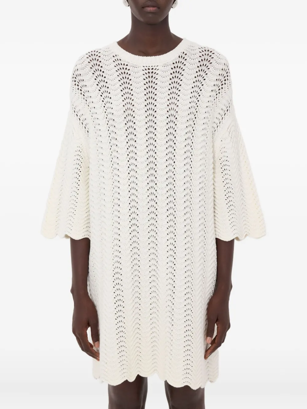 LouLou de Saison Wafa midi-jurk met ronde hals Beige