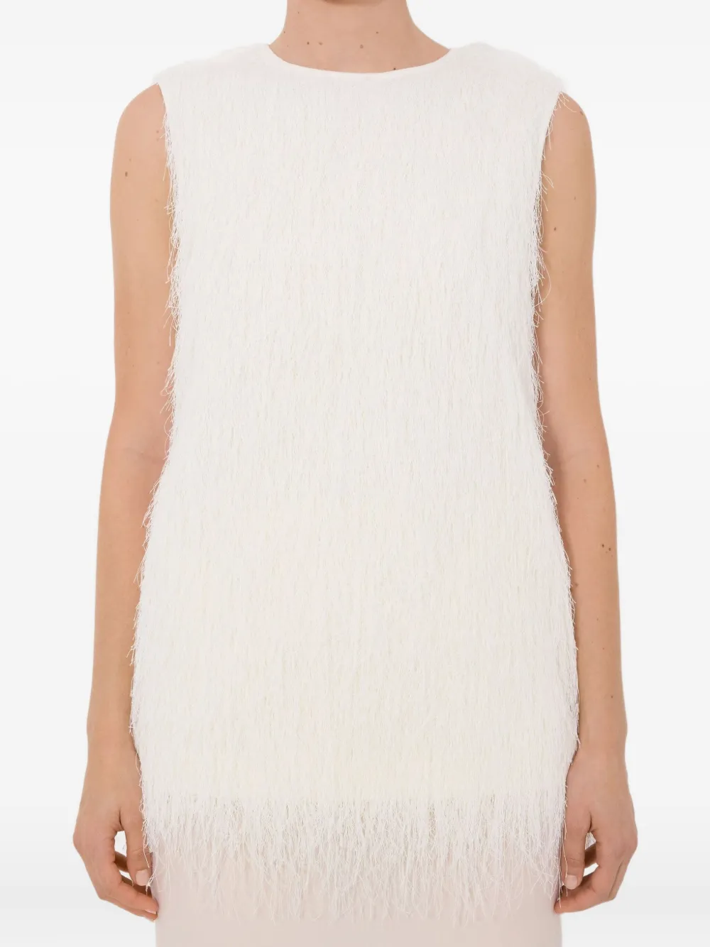 LouLou de Saison Yasmin mouwloze top met franje Wit