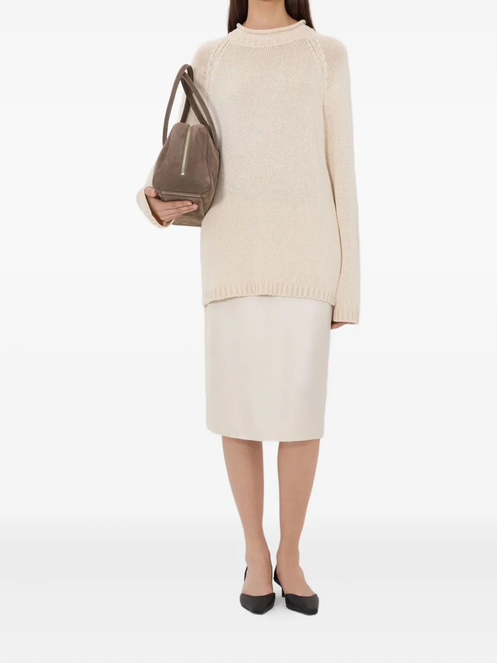  Loulou De Saison Raglan-sleeve Ribbed Sweater - Neutrals 