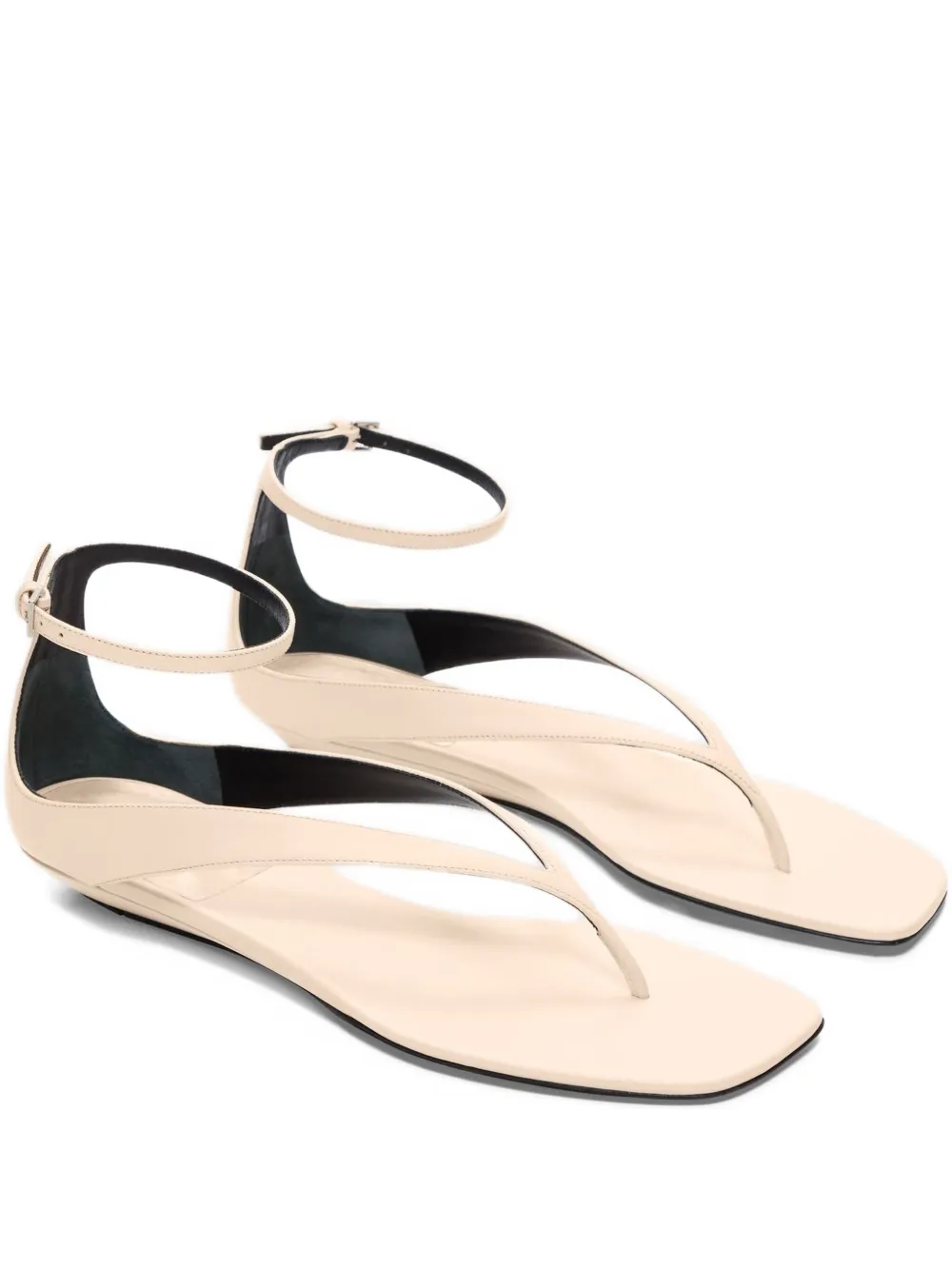LouLou de Saison Flache Sandalen mit T-Riemen - Nude