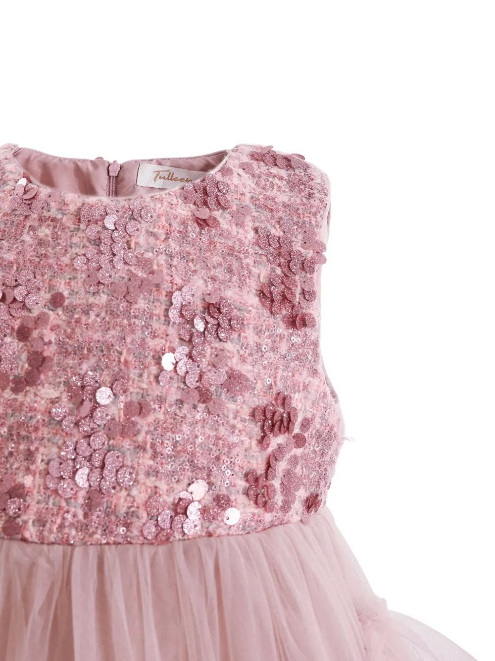 Tulleen Cascade jurk verfraaid met pailletten Roze
