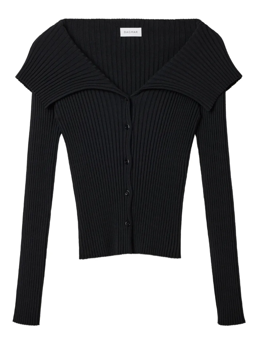 House Of Dagmar Ribbed Merino Cardigan In Black