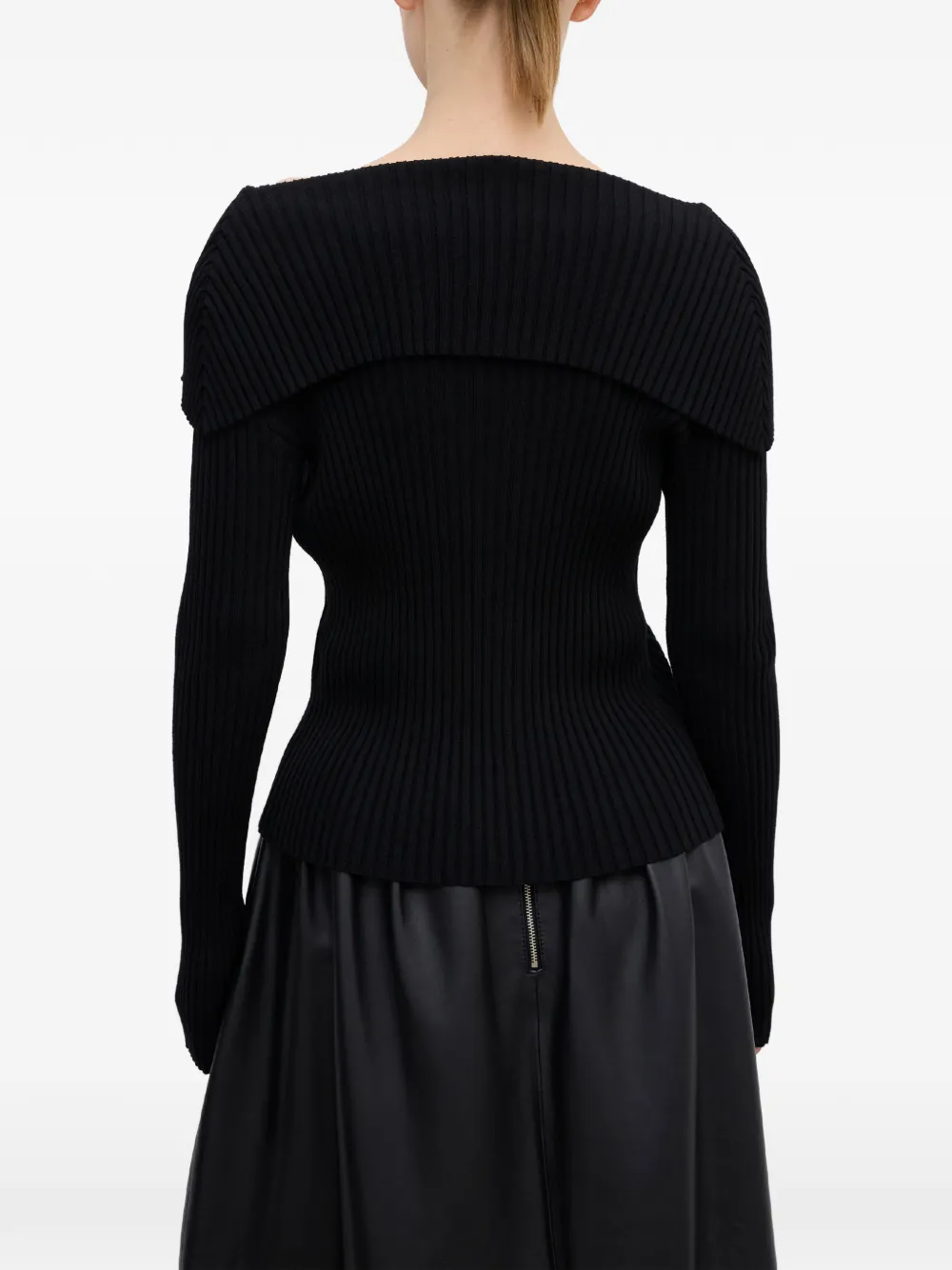 House Of Dagmar Ribbed Merino Cardigan In Black