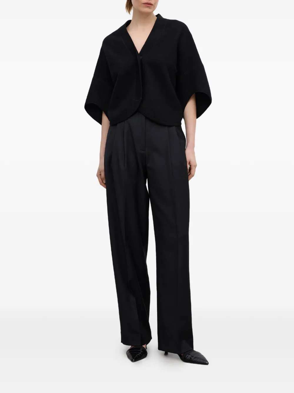 House Of Dagmar Short Wool Cardigan In Black