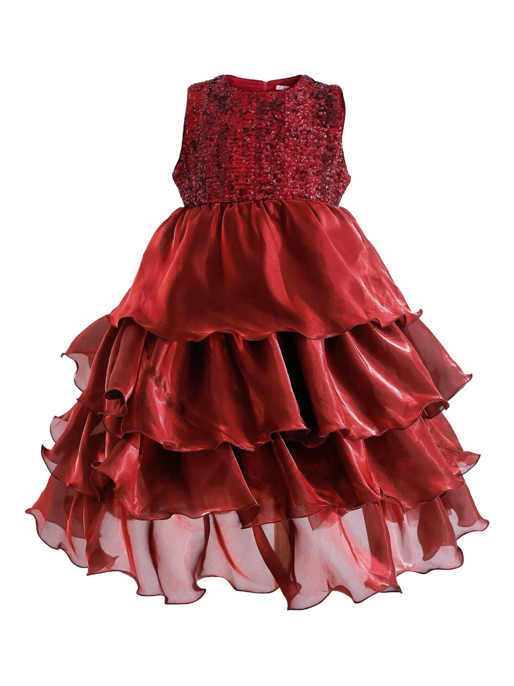 Tulleen Abito smanicato con ruches - Rosso