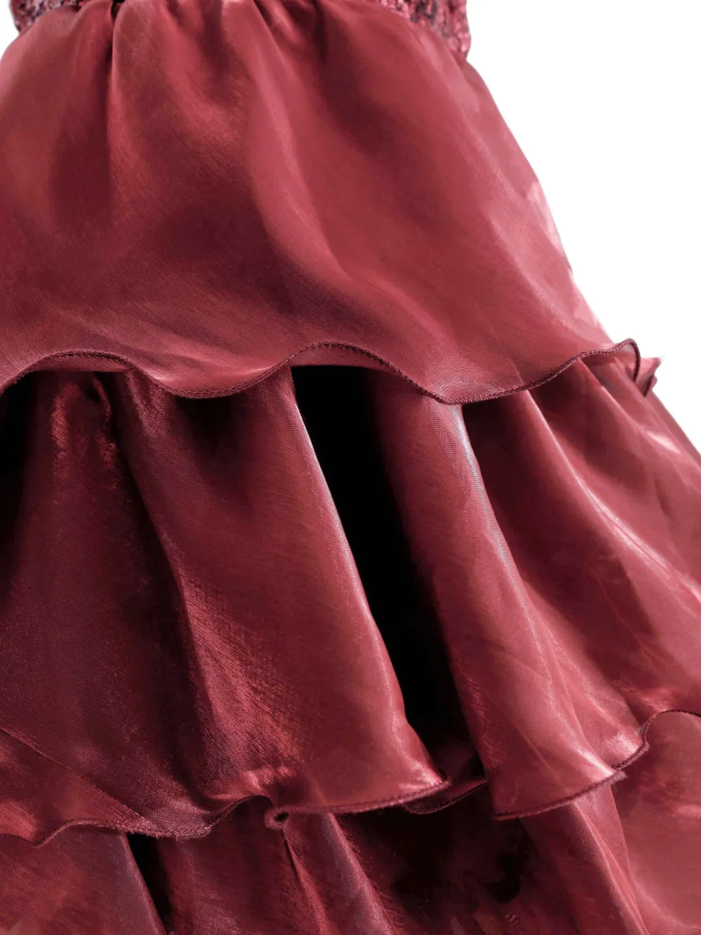 Tulleen Mouwloze jurk met ruches Rood