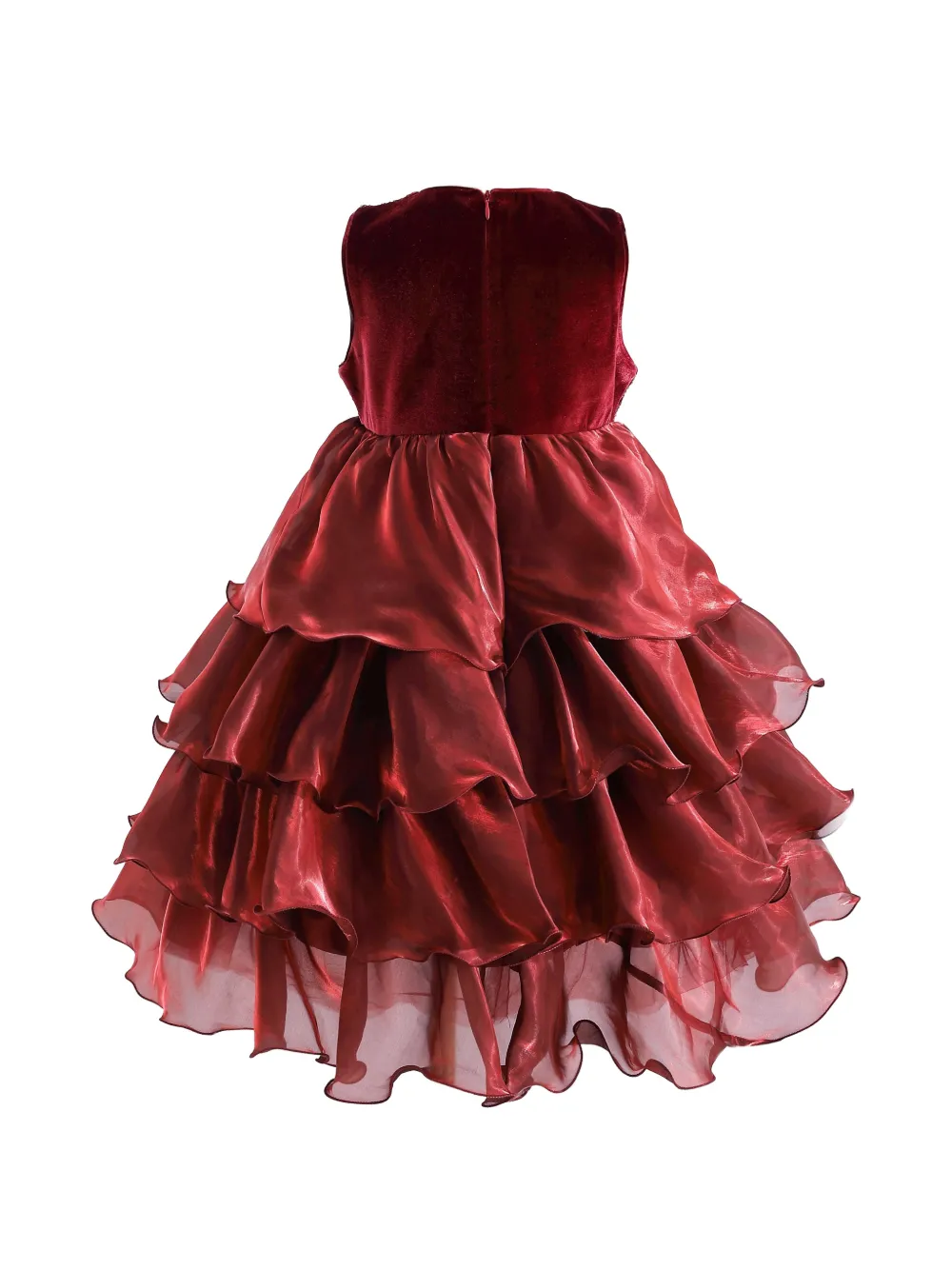 Tulleen Mouwloze jurk met ruches Rood