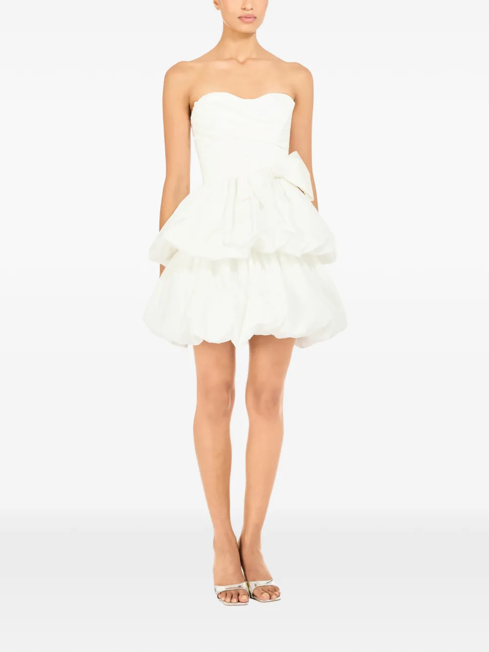 Jenny Packham Bow Tiered Mini Dress In White