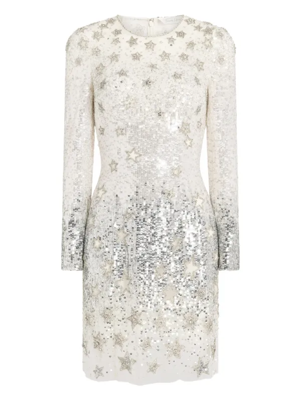 alexis silver sequin dress Jenny Packham Alexis Star Mini Dress
