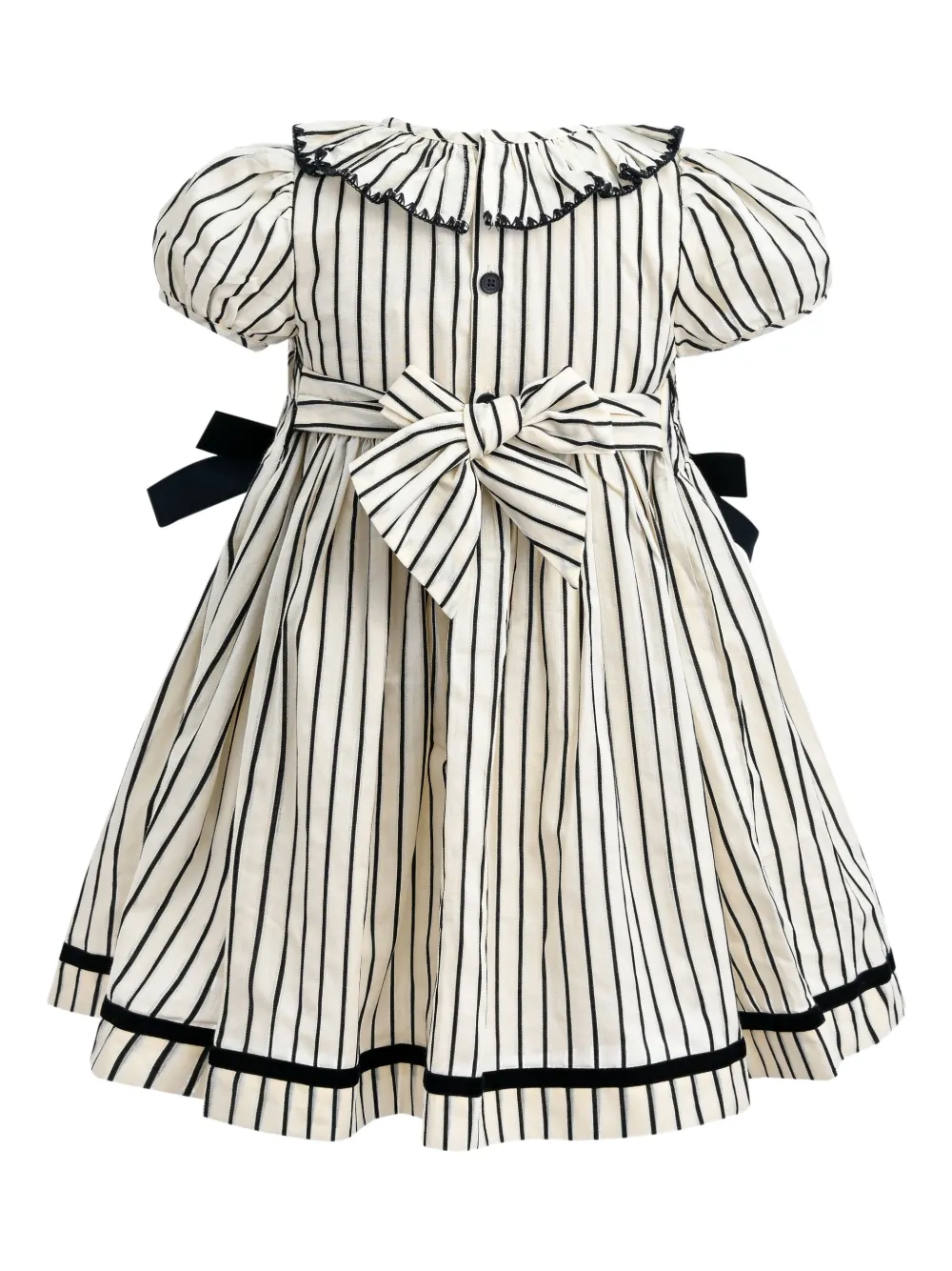 Tulleen bow-detail striped dress - Beige